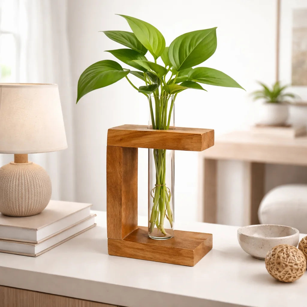 Wooden glass Tube Planter C