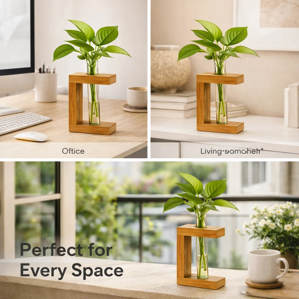 Wooden glass Tube Planter C