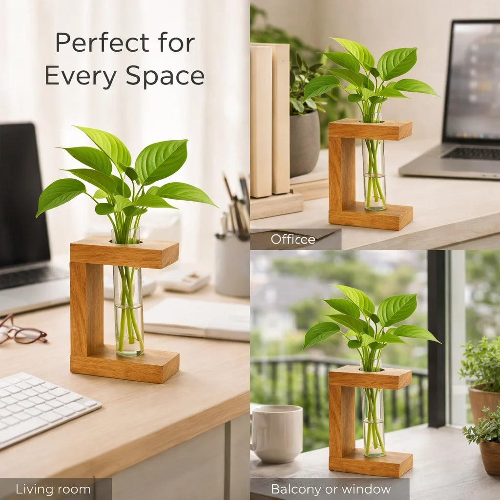 Wooden glass Tube Planter C